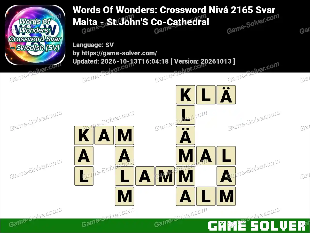 Words Of Wonders: Crossword Nivå 2165 Svar – Malta – St.John’S Co-Cathedral